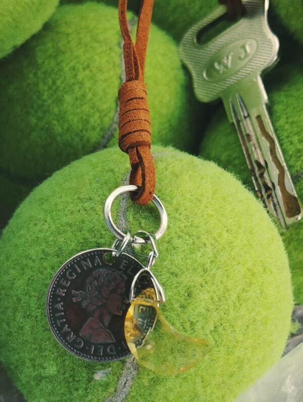 Six pence coin and Crystal moon Keyrings
